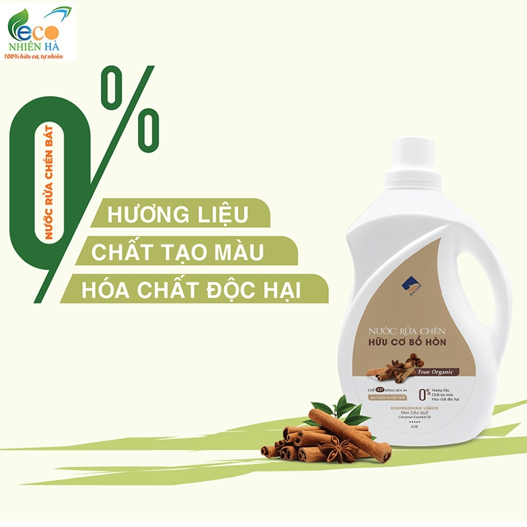 Nước rửa chén hữu cơ ECOCARE 2L tinh dầu thiên nhiên, nước rửa bát cho bé, an toàn da tay