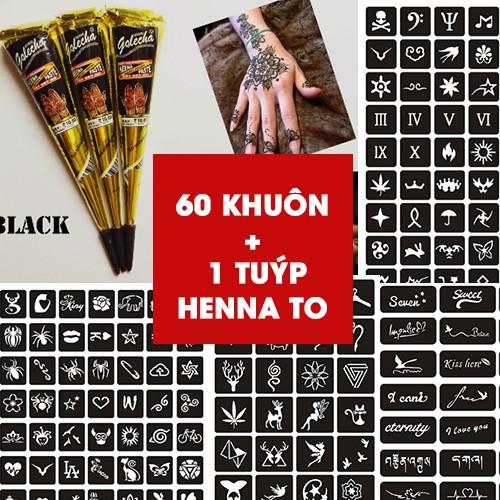 COMBO 60 KHUÔN +1 TUÝP MỰC HENNA ĐEN