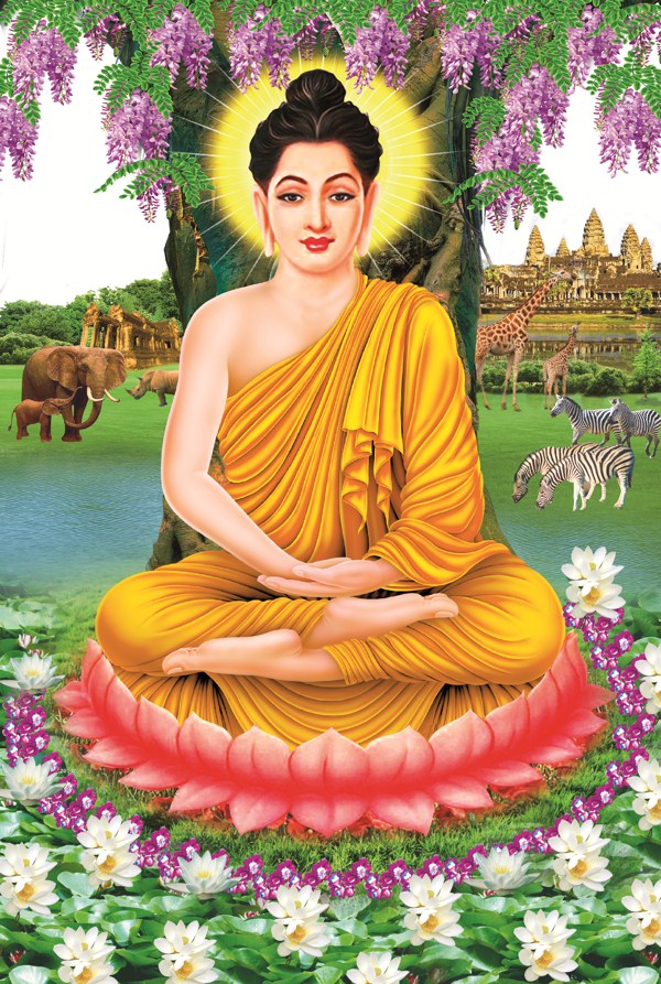 Tranh thêu chữ thập thích ca mô ni phật LV3492 50 x 70 cm - chưa thêu