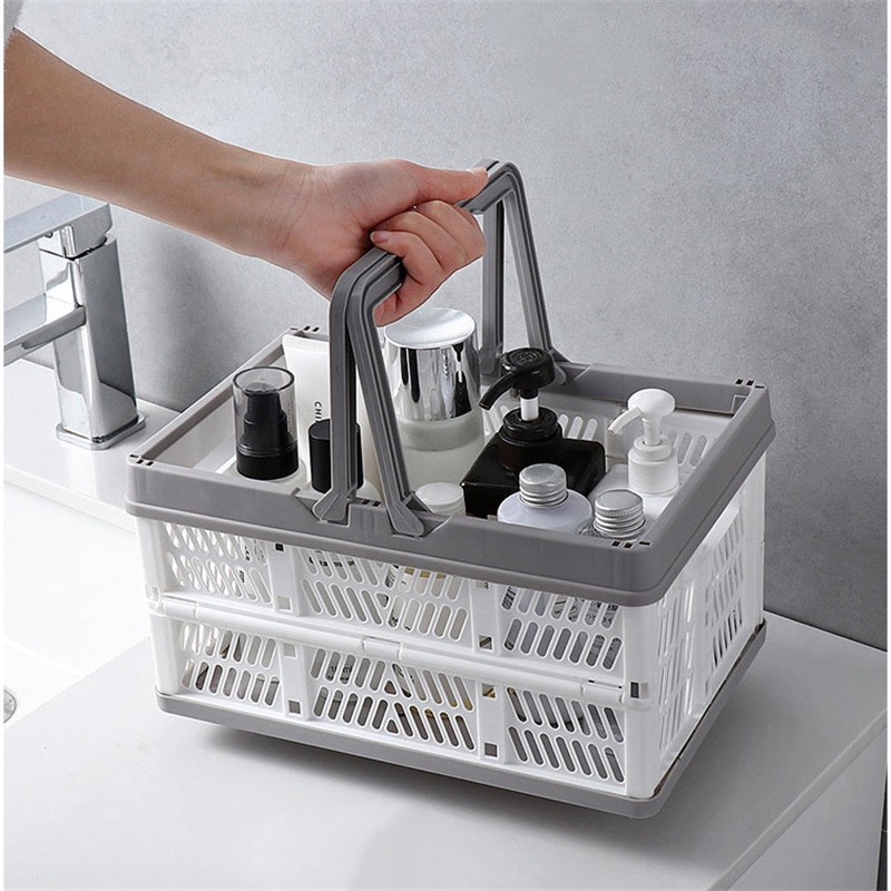 Giỏ nhựa đựng đồ mua sắm gấp gọn - màu ngẫu nhiên - 1 cái