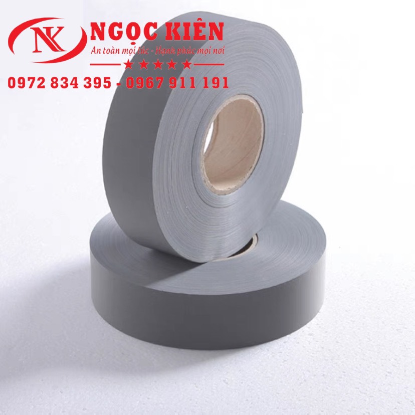 Cuộn dây phản quang vải poly màu xám bản 5cm*100m