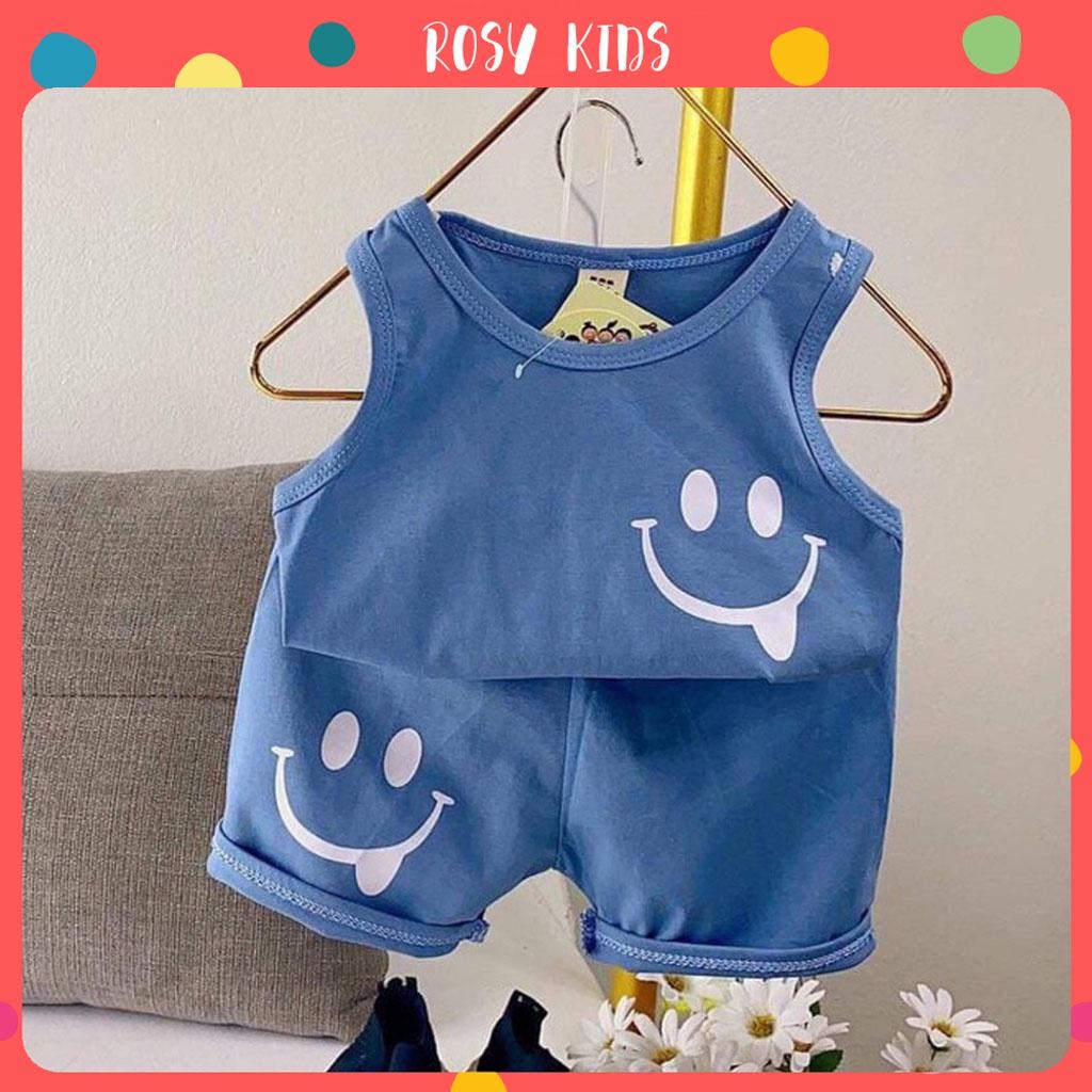 Bộ Sát Nách In Hình Mặt Cười Cho Bé, Bộ Ba Lỗ Cho Bé Chất Coton Cho Bé 6-20kg - ROSY KIDS