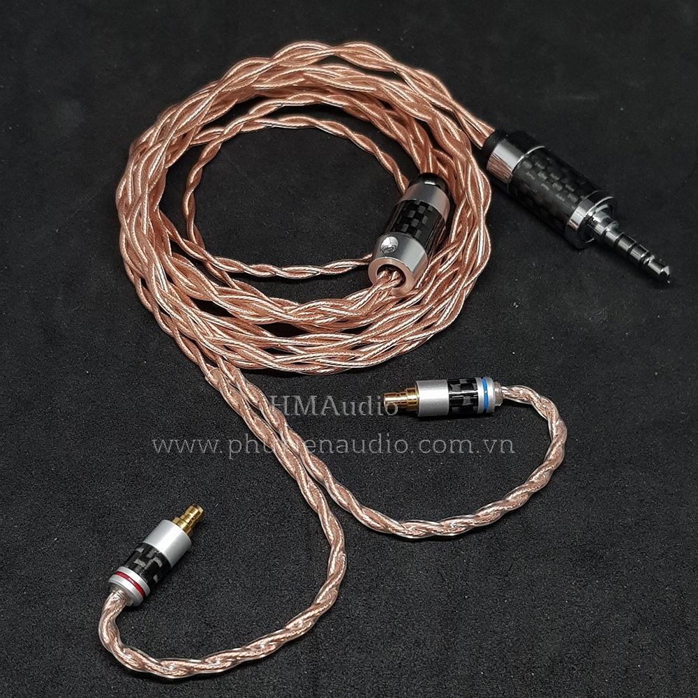 Dây tai nghe đồng 7N OCC Litz 24AWG đường kính dây đơn 1.2mm tết 4 sợi - Connetor IM01/02/03 IM50/70 A2DC IE80/80s IE40Pro IE100/400/500 IE300/900 2Pin MMCX