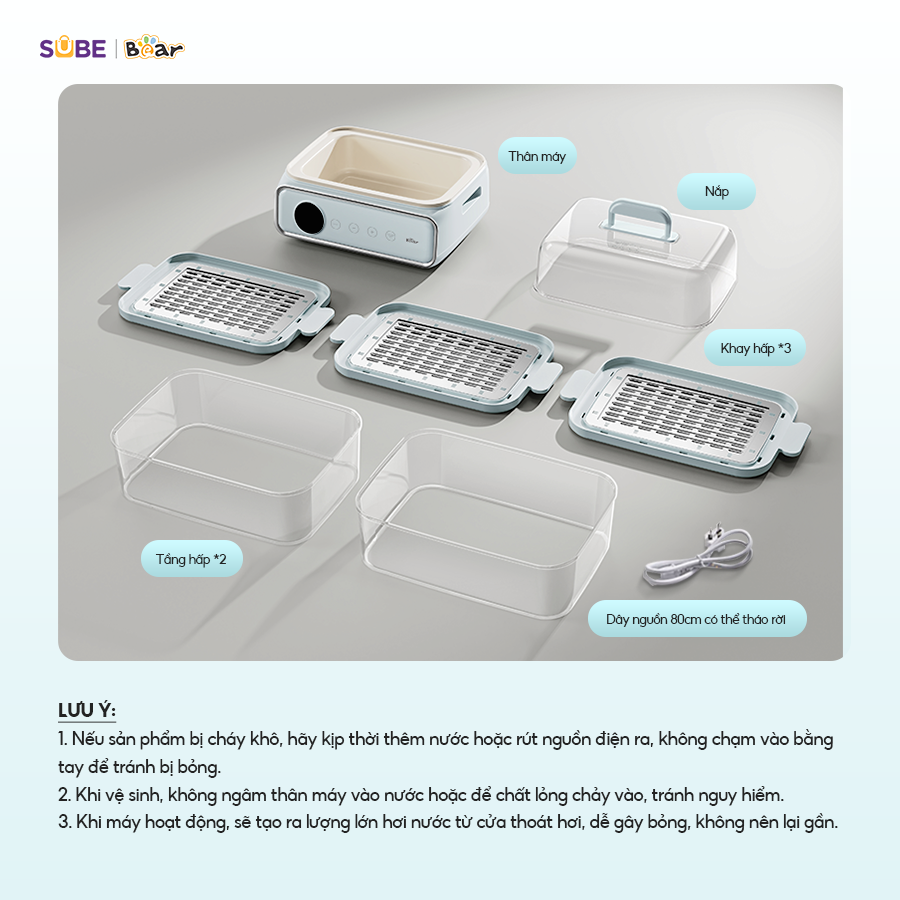 Nồi Hấp Bear Nồi Hấp Điện 3 tầng Nồi Lẩu Điện Kèm Hấp Đa Năng Cảm Ứng Hấp Lẩu Hầm Healthy Tiết Kiệm Điện - Hàng Chính Hãng DZG-P20W7
