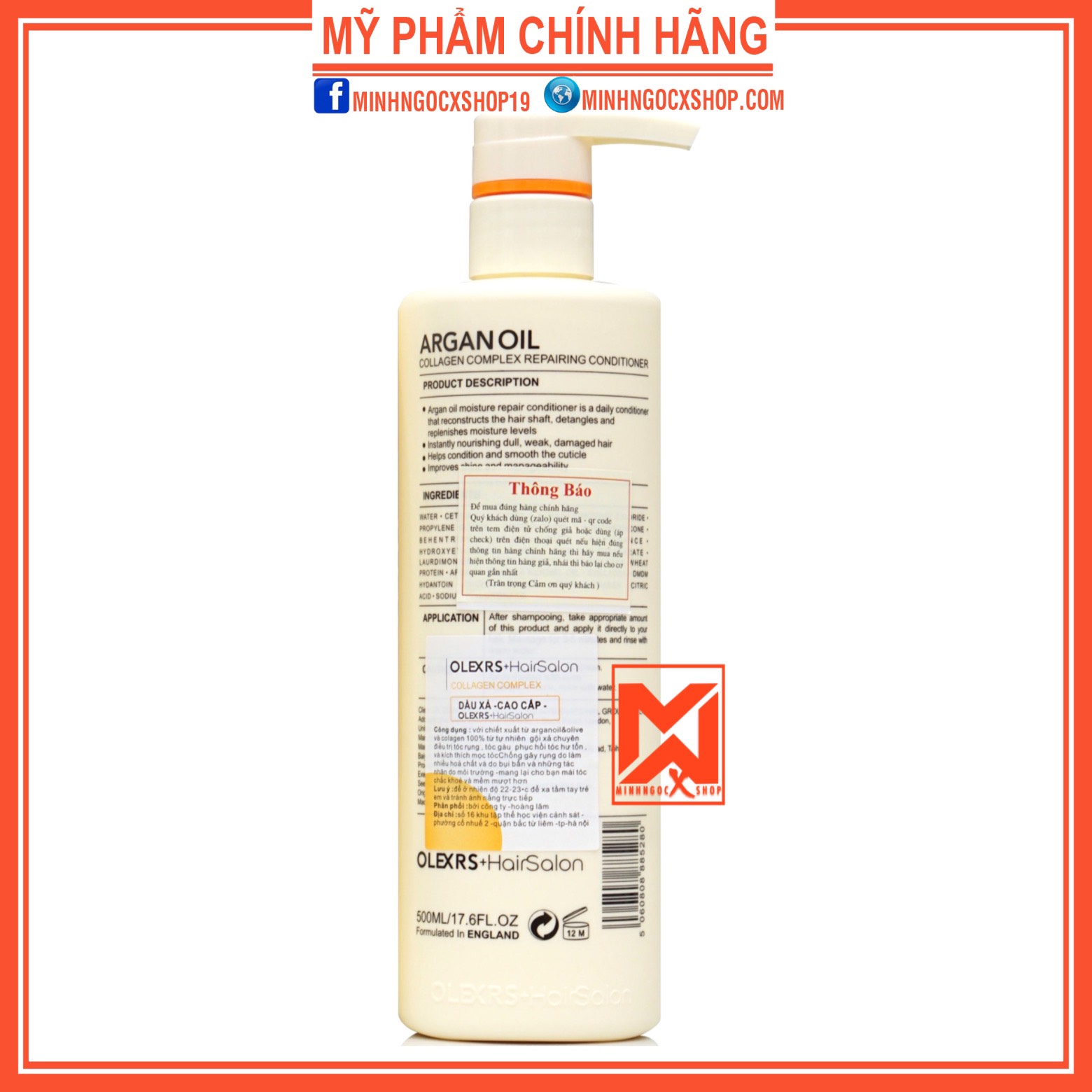 Dầu xả Olexrs Hair Salon 500ml, phục hồi ngừa rụng kích mọc tóc