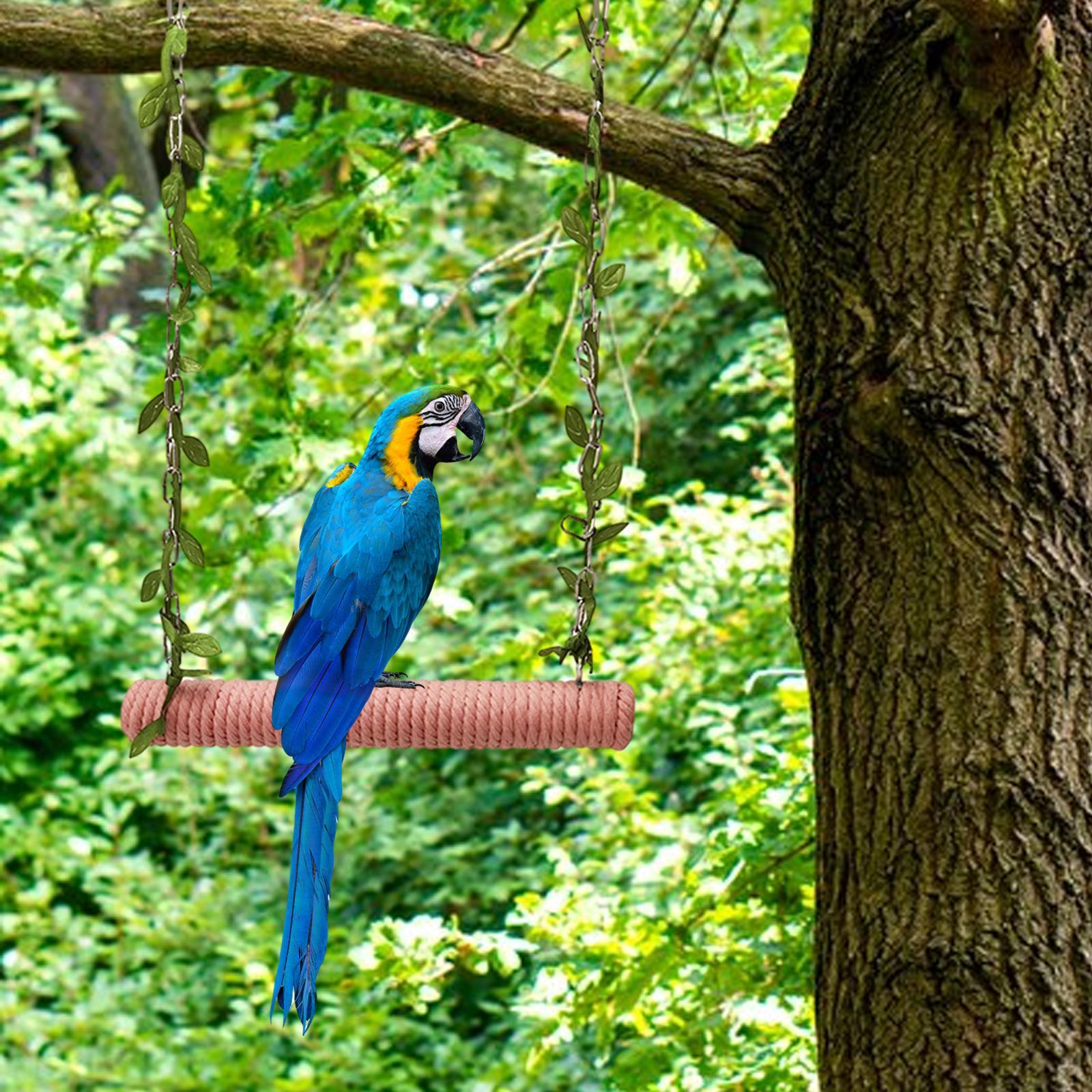 Wooden Birds Parrots Stand, Bird Hanging Hammock, Climbing Chicken Perch Ladder Stand for Indoor Outdoor