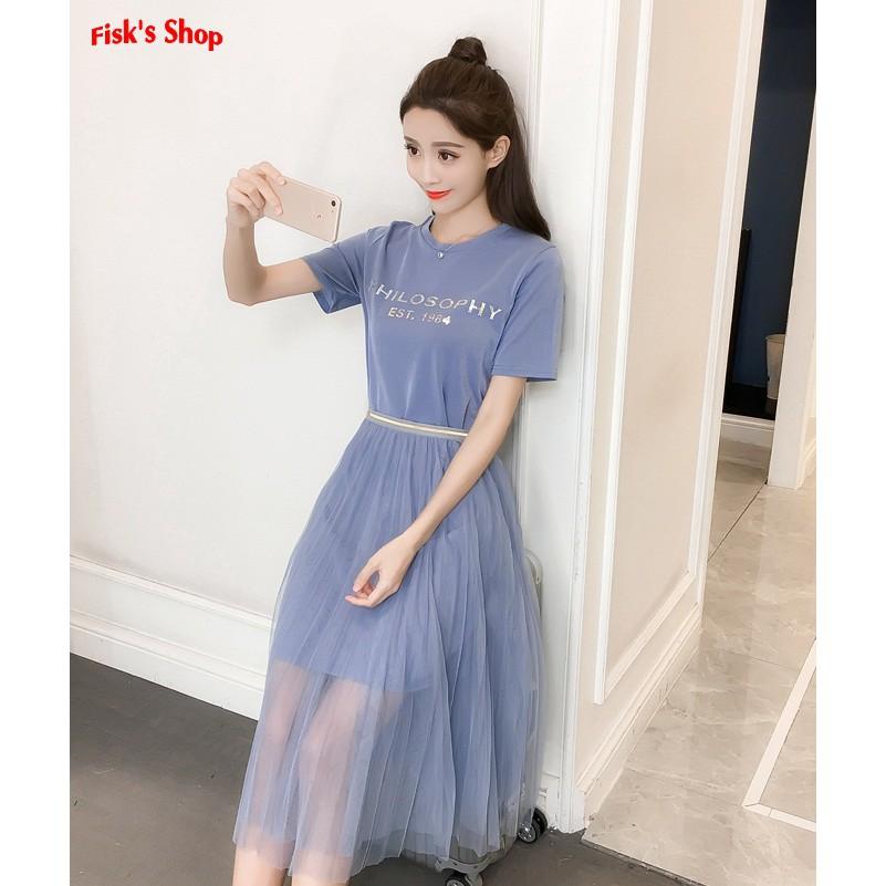 Set váy phông phối chân váy lưới