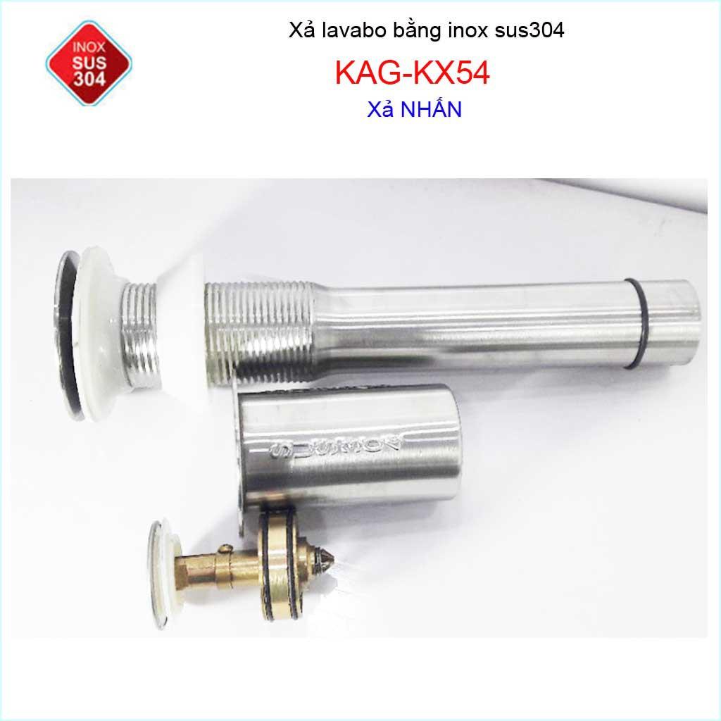 Xả chậu lavabo KAG-KX54 Inox SUS304, bộ xả nhấn lavabo sứ Inox dày cao cấp xả nước nhanh sử dụng tốt