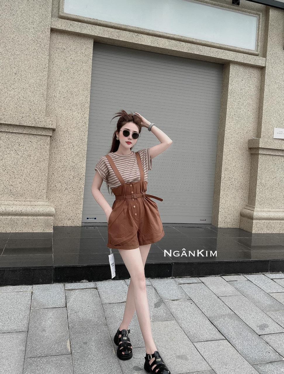 SET ĐI CHƠI, SET 2 MÓN ÁO THUN SỌC PHỐI YẾM KẺ KÈM ĐAI CỰC HOT