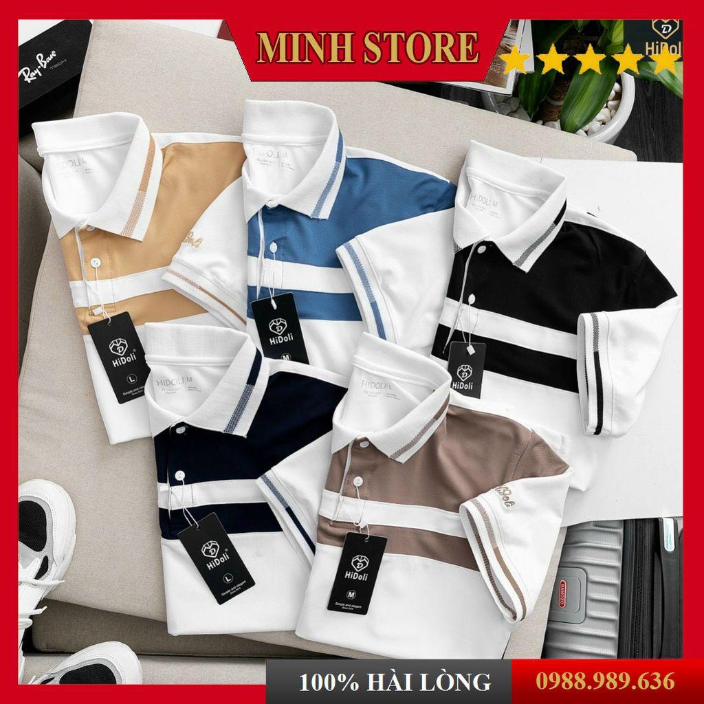 Áo polo nam ngắn tay cotton cá sấu phối màu kẻ ngang, áo thun unisex có cổ chất co dãn 4 chiều AT07 - MS88