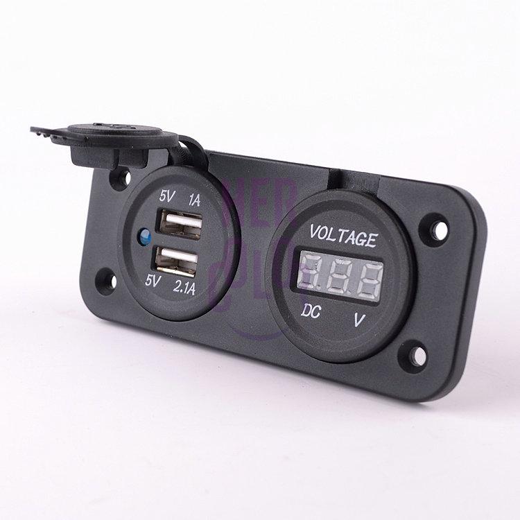 12-24V 3.1A Car Motorcycle Dual USB Charger With
