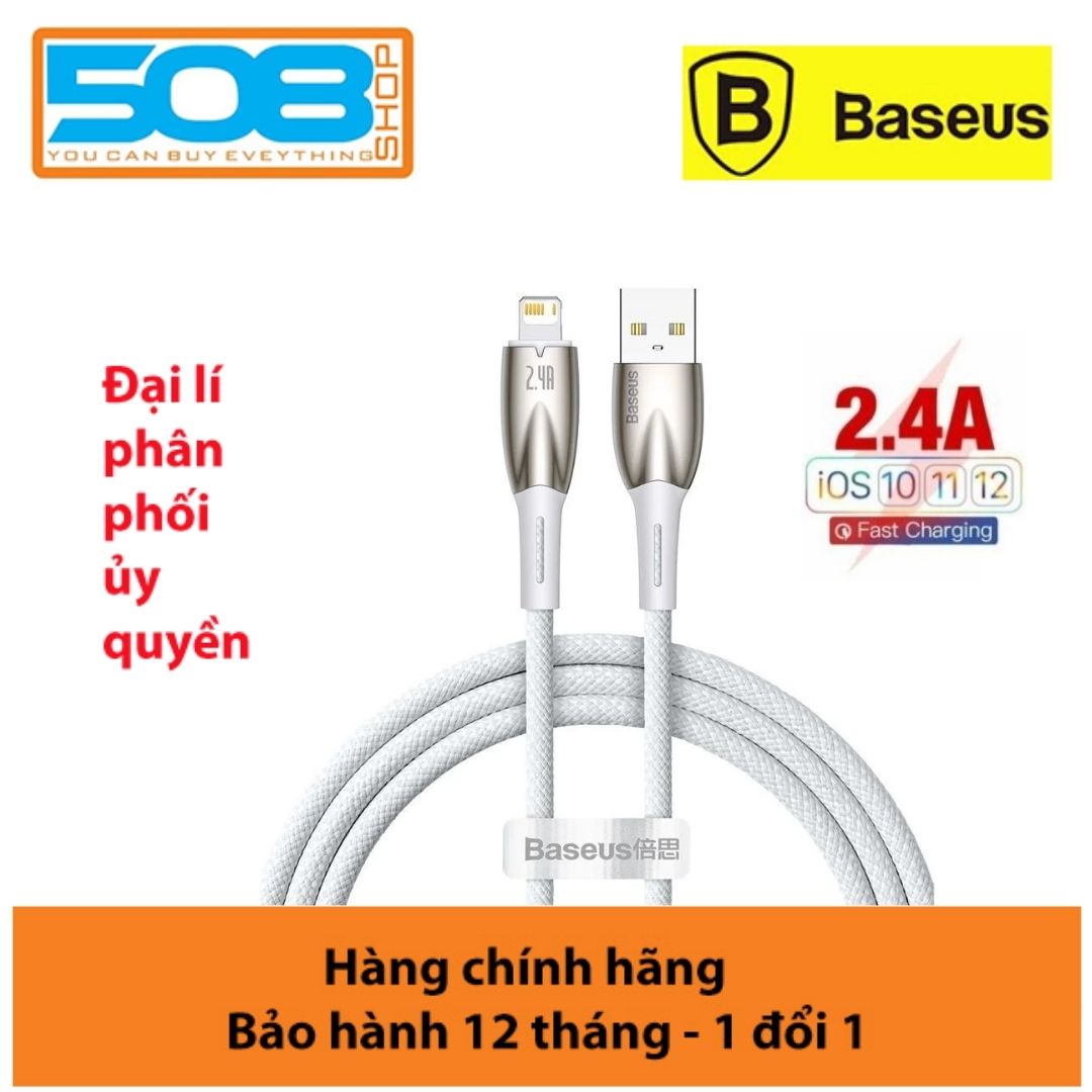 Cáp sạc nhanh 2.4A cho ai-phôn, Cáp sạc Baseus Glimmer Series Fast Charging Data USB-A to Lai-ning 2.4A đèn LED, đẹp sang trọng - Hàng chính hãng