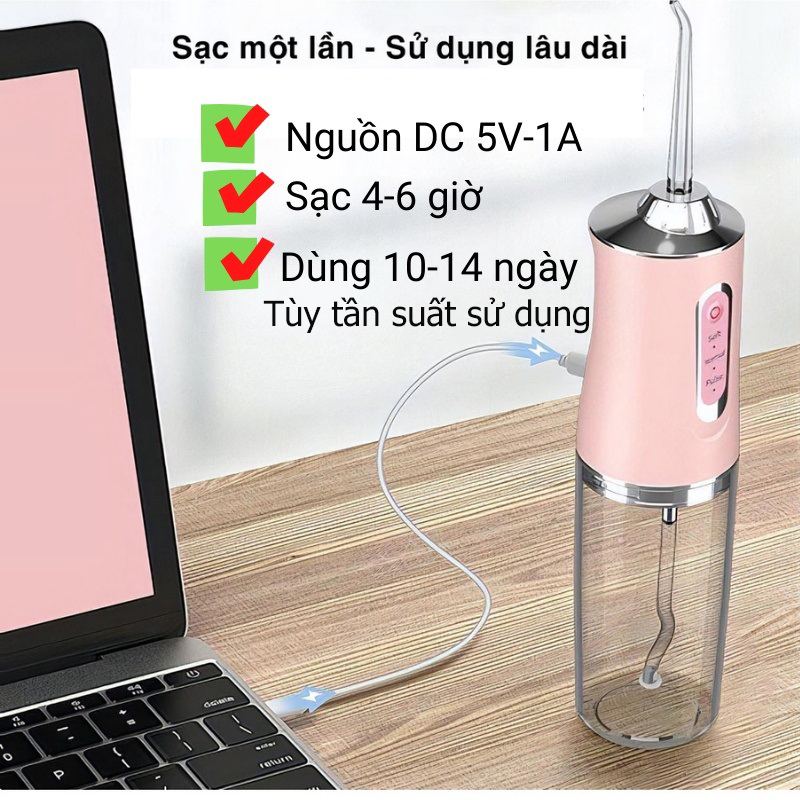 Máy tăm nước cầm tay Enpis SS66 vệ sinh răng miệng chống nước cao cấp 3 chế độ bảo vệ nướu - Hàng Chính Hãng