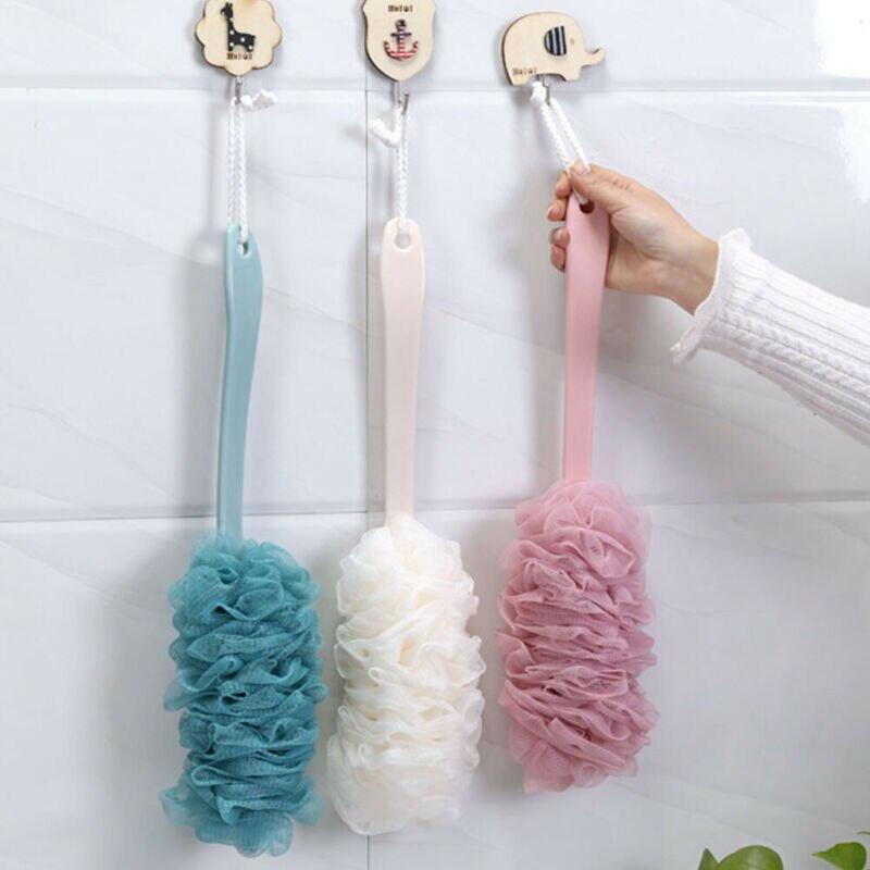 1pc Long Handle Bath Brush Back Bath Shower Scrubber Body Soft Mesh Scrub Puff Clean Oneself Bath Back Brush Sponge