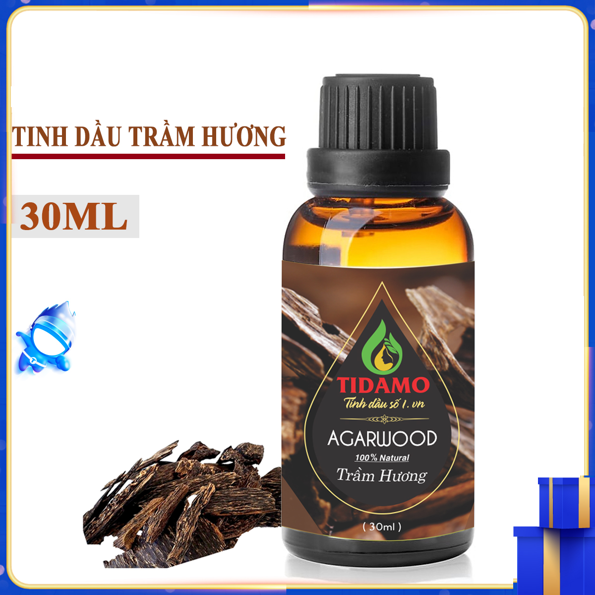 Tinh Dầu TRẦM HƯƠNG TIDAMO 30ML Xông Phòng Hương Thơm Thiền Tịnh - Tinh Dầu Trầm Hương Cao Cấp Giúp Bảo Vệ Sức Khỏe, Thư Giãn Và Tĩnh Lặng Tinh Thần - Kiểm Nghiệm Chất Lượng Tại Trung Tâm Quatest 3