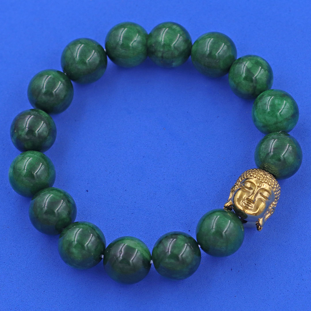 Vòng chuỗi đeo tay đá cẩm thạch sơn thủy 12 ly charm đầu Phật Như lai, Như lai Phật tổ, vòng chuỗi phong thủy, A DI ĐÀ