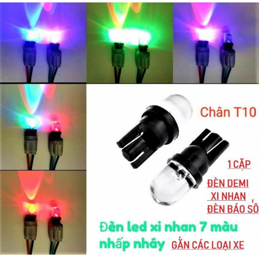 COMBO 4 BÓNG ĐÈN XIN NHAN XE MÁY ÔTÔ NHẤP NHÁY NHIỀU MÀU CỰC CHẤT