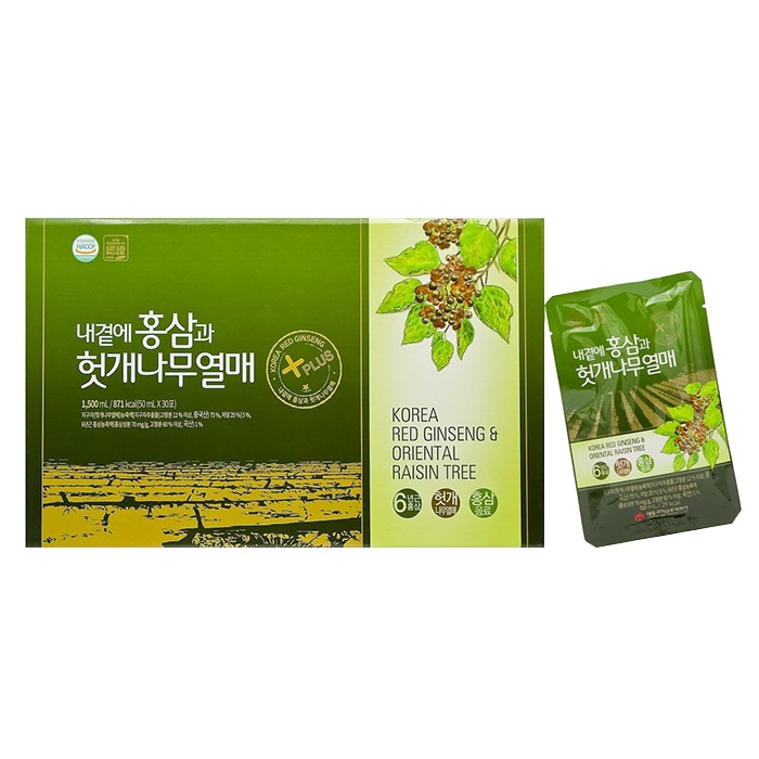 Nước Hồng Sâm bổ gan DAEDONG Hàn Quốc hộp 30 gói * 50ml (Korea Red Ginseng & Oriental Raisin Tree)