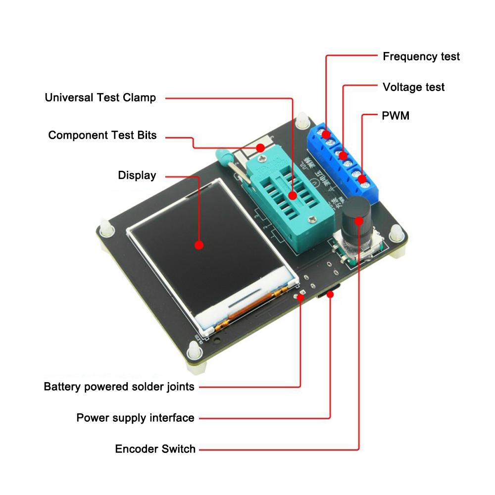 GM328A Transistor Diode SMT Component Tester 1.77inch TFT Display Capacitance ESR Voltage Frequency Meter PWM Squarewave Signal Generator Electronic Kit