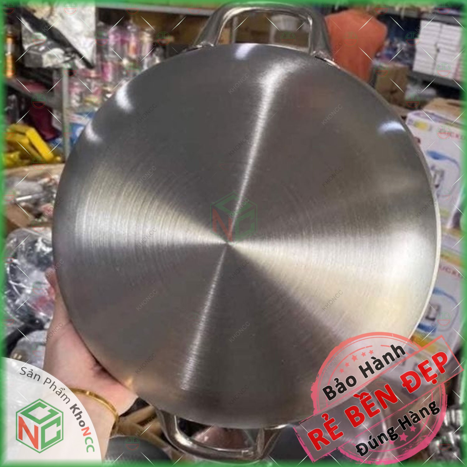 (Cực Dày) Chảo Chống Dính Vân Tổ Ong KhoNCC Hàng Chính Hãng - 2 Quai Tay Cầm - Đường Kính Cỡ 28cm - Dày Dặn Dùng Các Loại Bếp Kể Cả Bếp Từ - KLM-CCD2Q28CM