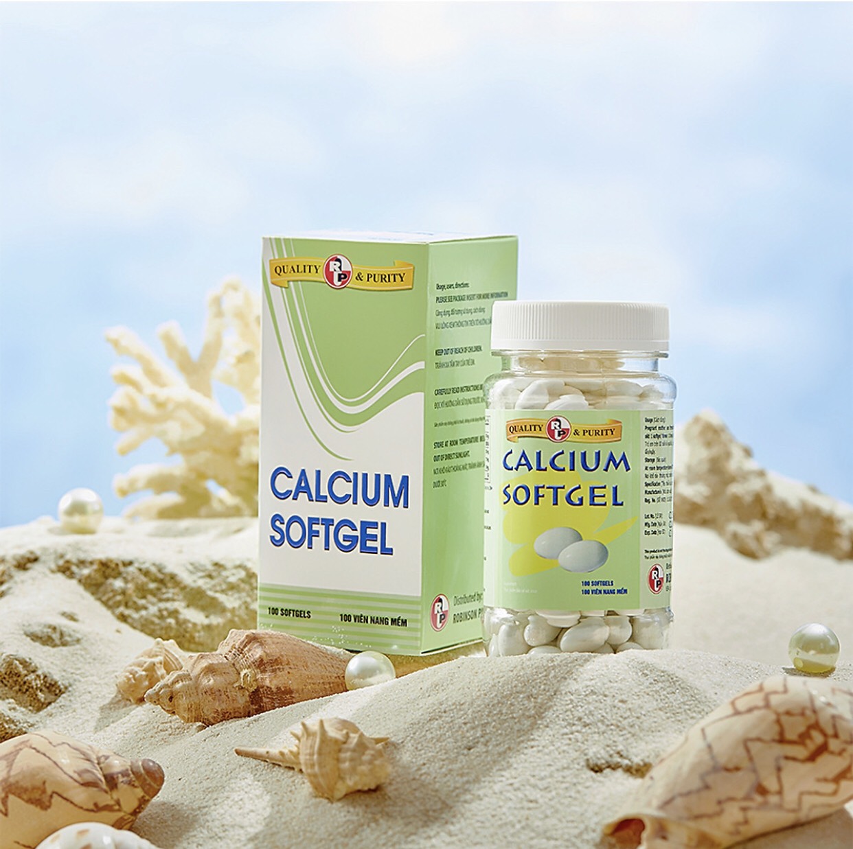 Combo 2 chai TPCN bổ xương bổ sung Calcium ( canxi) và Vitamin D3- Calcium softgel – Robinson Pharma Usa-Chai 100 viên-tặng 1 hộp tuần hoàn não GINKGO GOLD h/30v