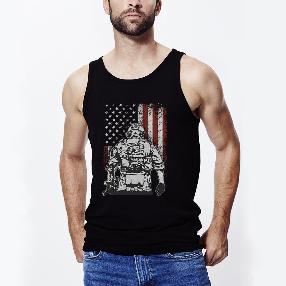 Áo Tank top thể thao HTFashion in hình american soldier battlefield