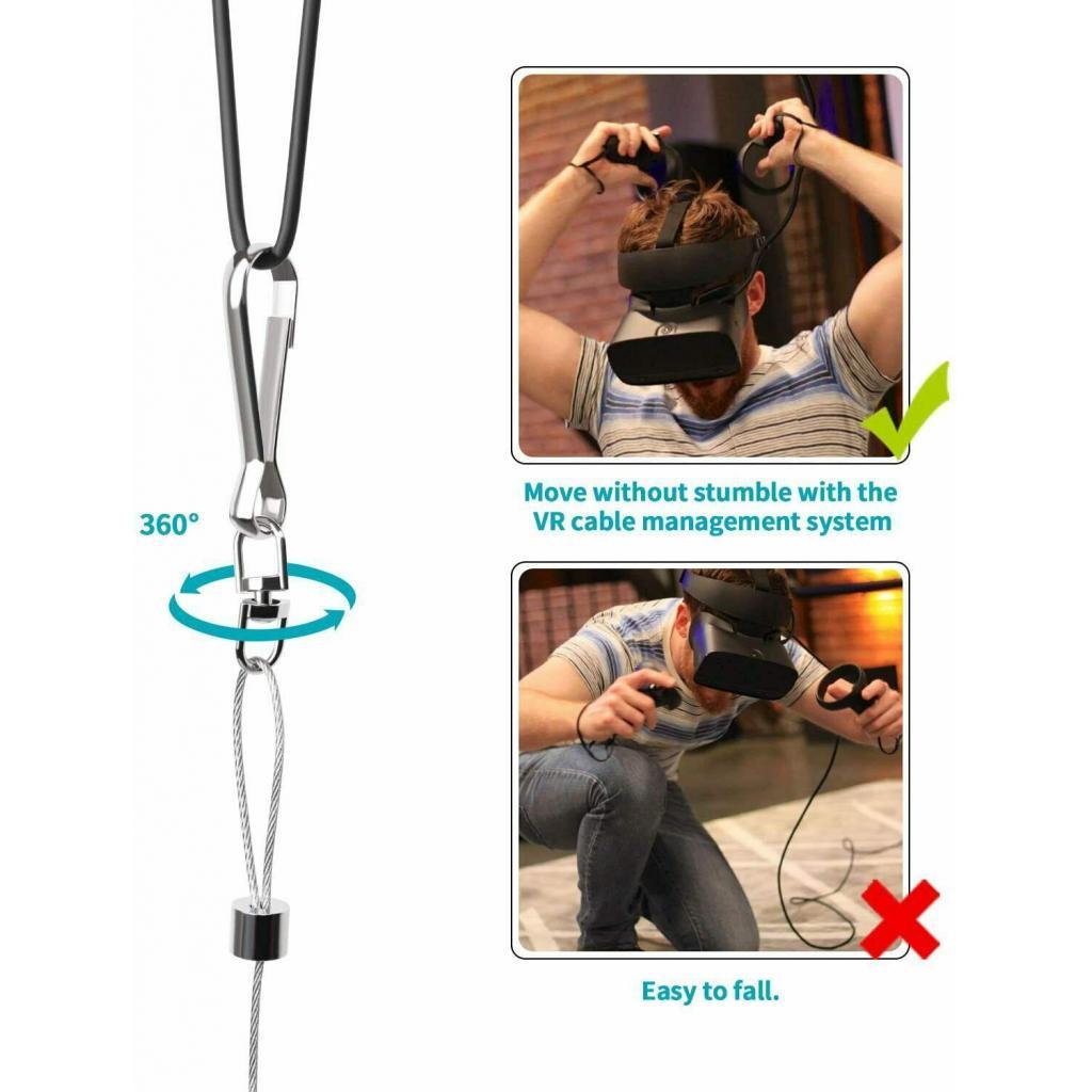 6 Pieces VR Cable Management Ceiling Pulley System Silent Retractable Design