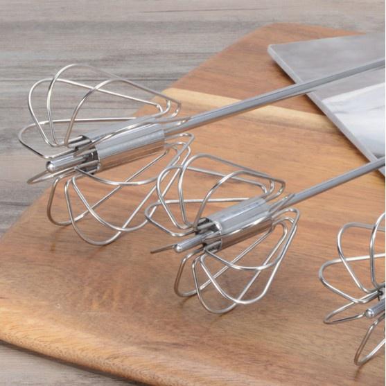 Cây Đánh Trứng Inox Có Trục Xoay Tự Động Nhỏ Gọn, Cây Phới Lồng Tròn Đánh Trứng Thép Không Gỉ Inox 304 Dể Dàng Vệ Sinh.