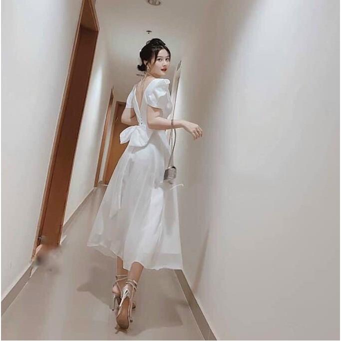 Đầm xòe nơ eo dự tiệc cực sang BY8283
