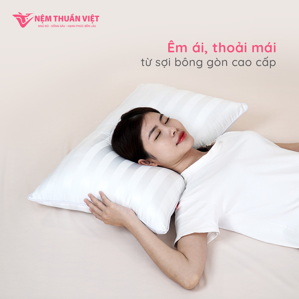 Ruột Gối Nằm Gòn Dreamy Thuần Việt - Sợi Gòn Cao Cấp, Êm Ái - Kích Thước 50x70