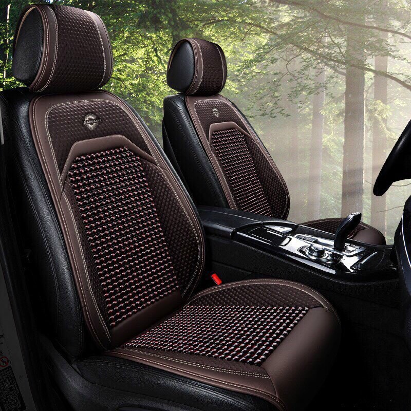 Bộ áo lót ghế ô tô xe hơi hạt gỗ - Bọc ghế ô tô chóng nóng massage lưng chất liệu da cao cấp