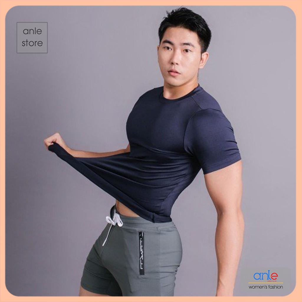 Áo Thun tập GYM, chơi thể thao, ATHLIO For Men Body Cổ Tròn, Áo Thun Lạnh Chỉ Nổi Co Dãn 4 Chiều, 3 màu