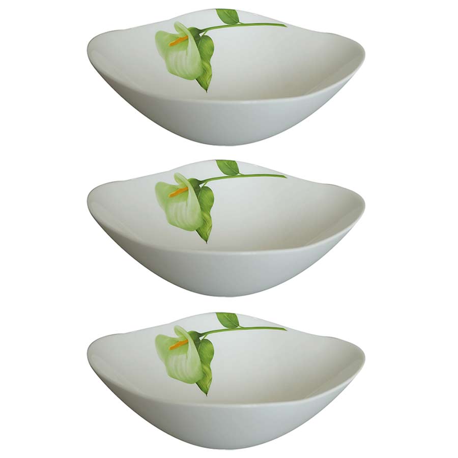 Bộ 3 Tô Thủy Tinh Vuông 145  La Opala Diva Ivory I.B LAPQ145QIB