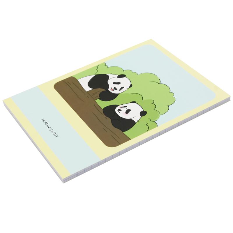 Combo 10 Tập Học Sinh Fluffy Panda - Miền Nam - 4 Ô Ly - 96 Trang 80gsm - The Sun 01 - The Sun 03 - Tặng Nhãn Vở Kèm Sticker