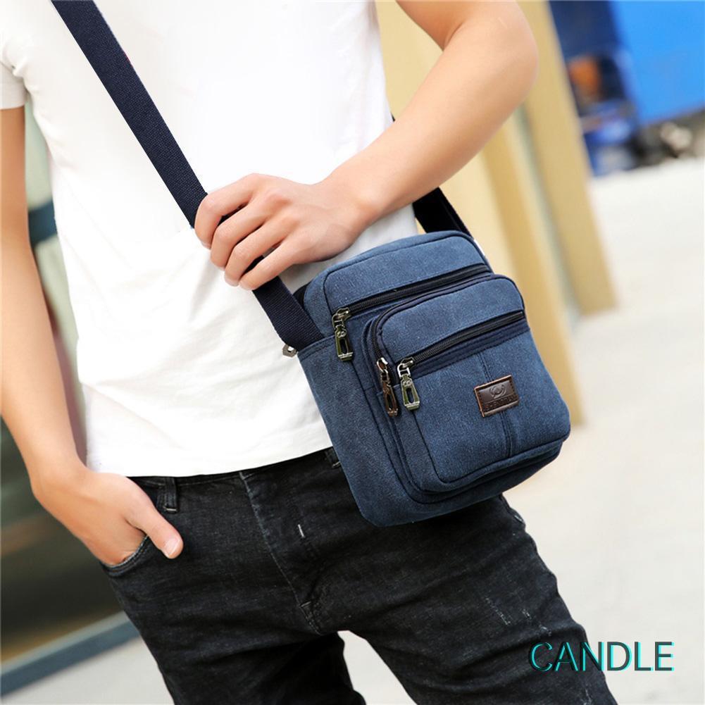 Túi Canvas Đeo Chéo Có Khóa Kéo Tiện Dụng Cho Nam