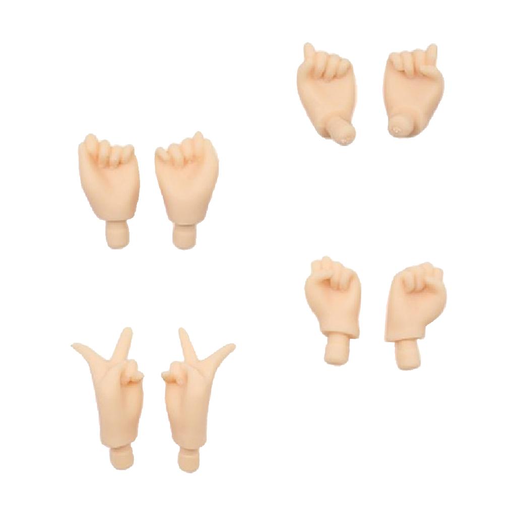 4 Pair Movable Hands for Blythe Doll Custom Body Parts Accessory White Skin