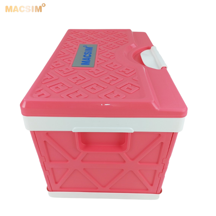 Hộp đựng đồ xếp gọn kích thước 50cm x 32cm x 31cm,nhãn hiệu Macsim,màu tím pha trắng,hồng pha trắng.