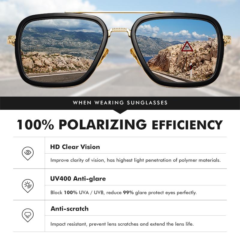 LM 2021 Phong Cách Khoa Học Viễn Tưởng Tony Stark Kính Mát Nam Nữ Vuông Phân Cực Polarized Kính Chống Nắng Vintage Gradient Lens UV400 Gafas De Sol