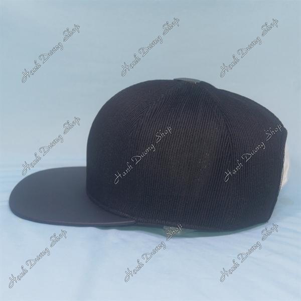 Nón hiphop nón Snapback trơn không logo không thêu vải cotton lưới - Đen Lưới Sọc