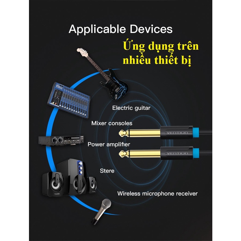 Cáp audio hai đầu 6.5mm Vention BAABI - Hàng chính hãng