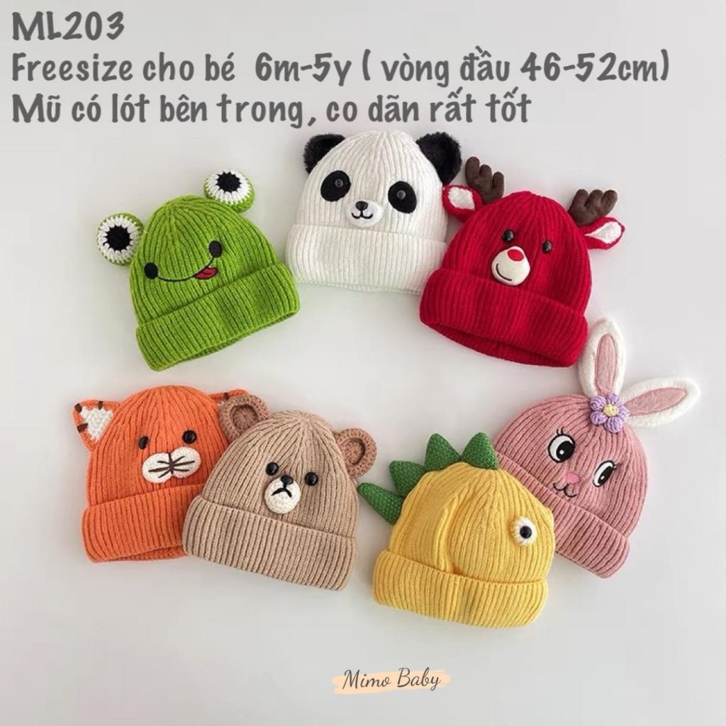 Mũ nón len beanie cho bé đan hình con vật dễ thương ML203 Mimo Baby