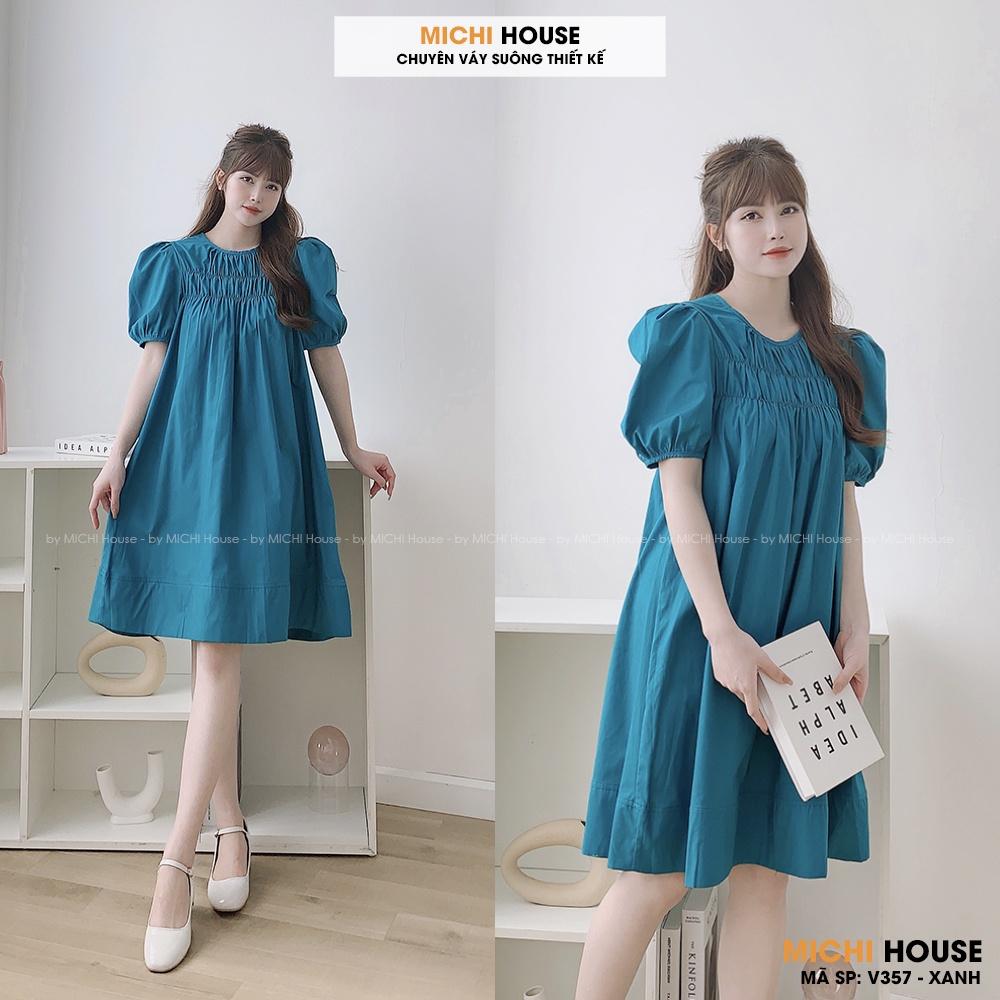 Váy Suông Ngực Xếp Ly MICHI House V357 Đầm Xuông Thiết Kế Vải Thô Mặc Hè Mát Mềm