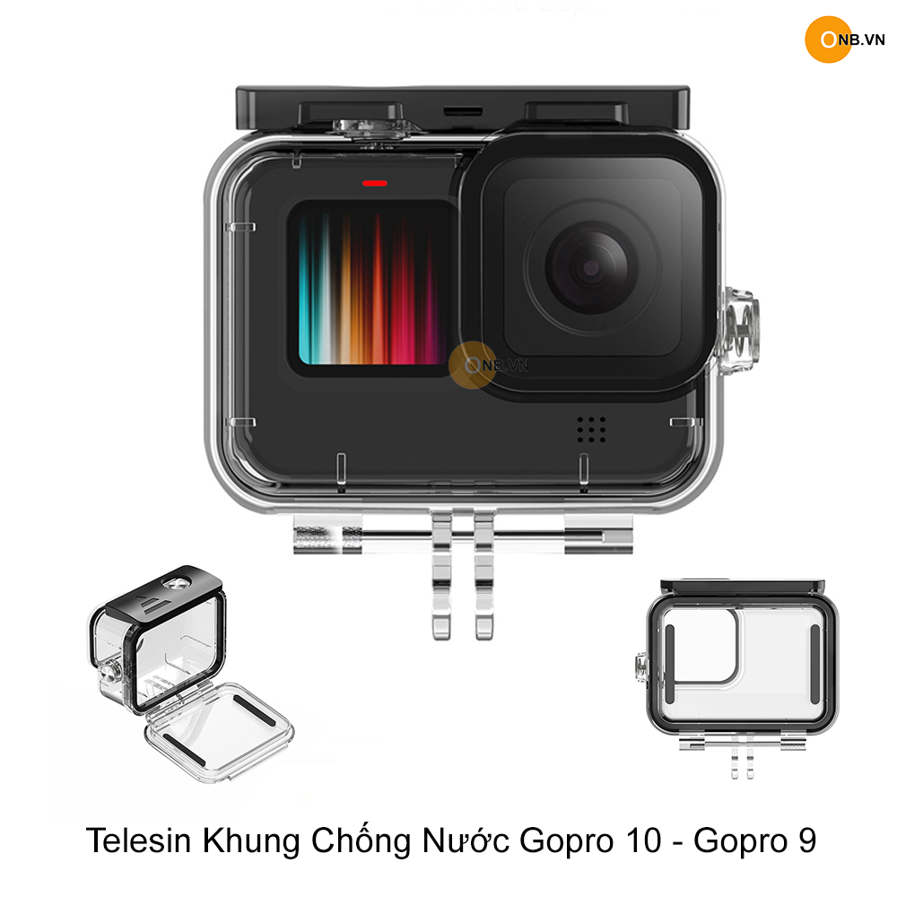 Cage khung chống nước Telesin chất lượng dùng cho Gopro 10/ Gopro 9 - Hàng Chính Hãng