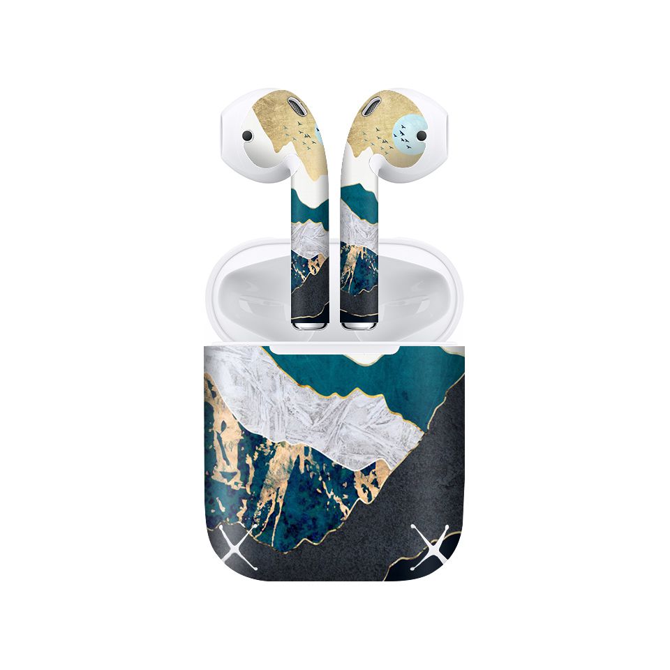 Miếng dán skin chống bẩn cho tai nghe AirPods in hình giả sơn mài - GSM143 (bản không dây 1 và 2)