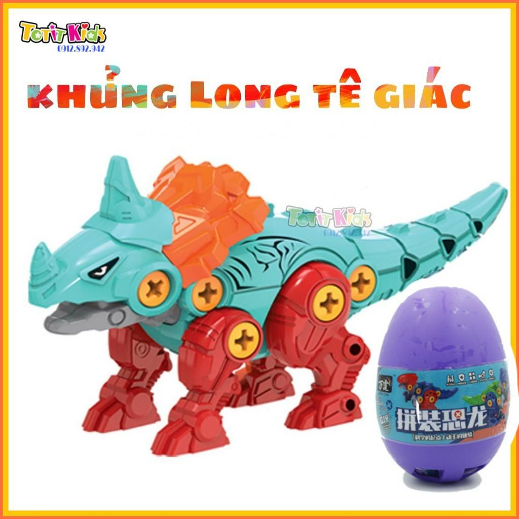 ĐỒ CHƠI TRỨNG KHỦNG LONG CỠ TO 19CM, THÁO LẮP BẰNG TUA VIT ( TẶNG KHỦNG LONG CON )