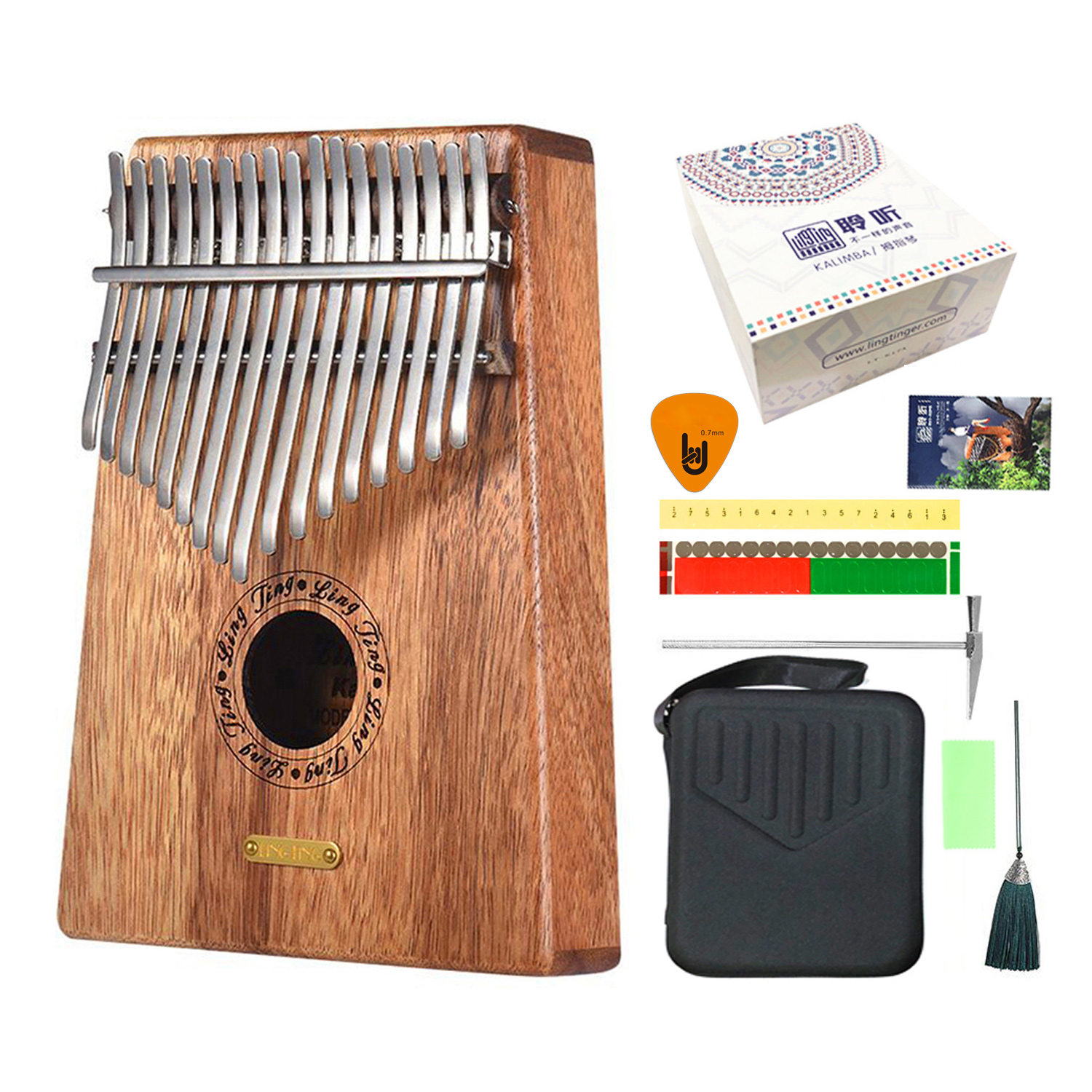 Đàn Kalimba LingTing 17 Phím LT-K17Y (Gỗ Hoàng Đàn - Full Phụ Kiện) - Kèm Móng Gảy DreamMaker