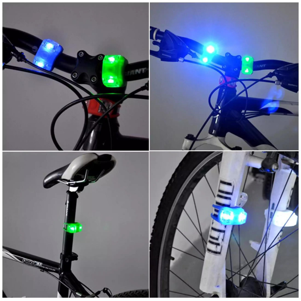 Đèn Led An Toàn Gắn Đuôi Xe Đạp, tay lái, nón bảo hiểm, báng xe - siêu sáng, tuổi thọ dài, chống nước, tăng độ an toàn khi đạp xe ban đêm Tặng que chọc sim