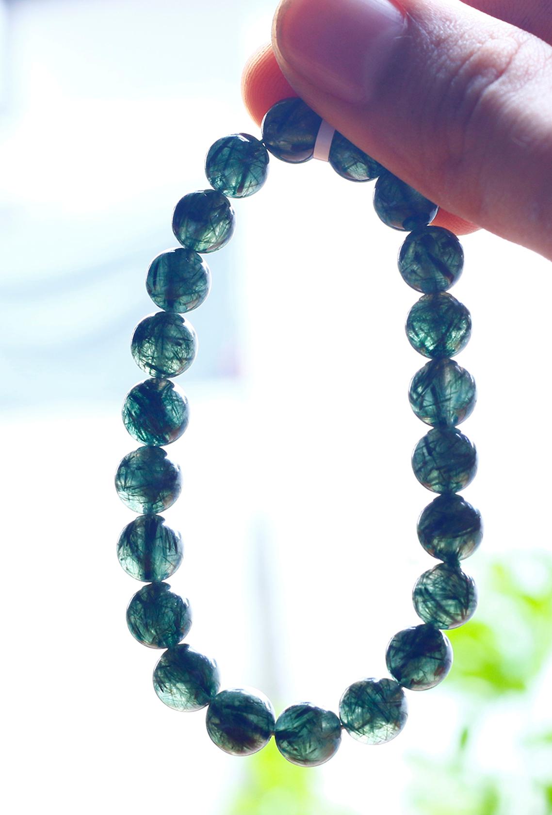 Vòng tay đá thạch anh tóc xanh mệnh hỏa, mộc - Ngọc Quý Gemstones
