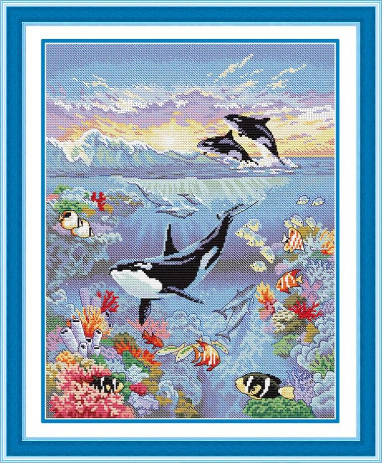 Thế Giới Đại Dương Đóng Dấu Chéo Nữ Thời Trang Bộ Dụng Cụ dùng cho Trẻ Em Thêu 11 Tính