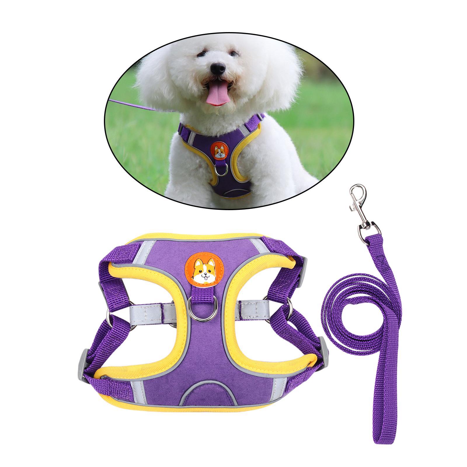 Dog Harness Leashs Set Soft Padded Adjustable for Puppy Reflective S